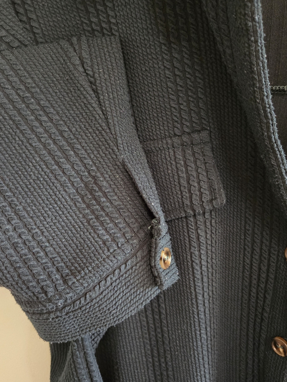 Dark Green Textured Ribbed Button Up Jacket - Picture 7 of 10